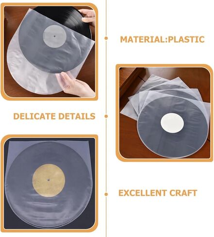 Inch Vinyl Record Sleeves Easy Sealing Protective Album Covers and Sturdy Plastic Material with Anti-Static Design 100pcs for Vinyl Record Storage and Preservation in Kuwait