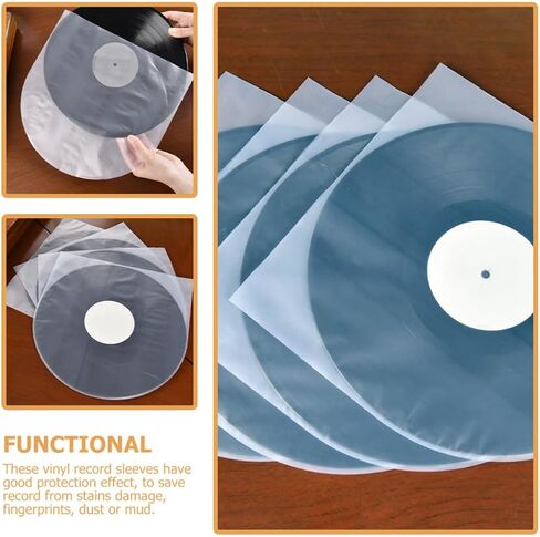 VILLCASE 100pcs Inch Vinyl Record Sleeve Protector with Anti-Static Design Sturdy Plastic Inner Record Sleeve Easy Sealing Protective Cover for Album Storage in Kuwait