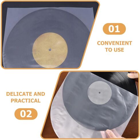 VILLCASE 100pcs Inch Vinyl Record Sleeve Protector with Anti-Static Design Sturdy Plastic Inner Record Sleeve Easy Sealing Protective Cover for Album Storage in Kuwait