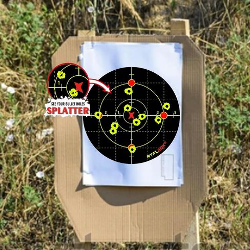 Atflbox 6 inch Splatter Bullseye Fluorescent Yellow Shooting Target Sticker in Kuwait