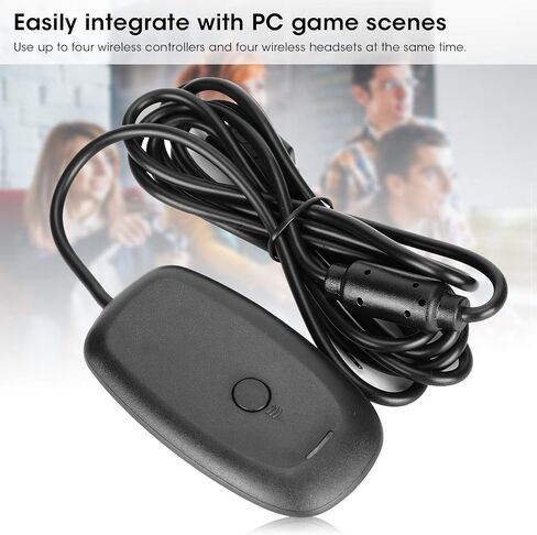 Gecheer Wireless Gaming Receiver Adapter, PC USB Controller Dongle for 360, ABS Material, Compatible with 4 Controllers & Headsets, Plug and Play in Kuwait