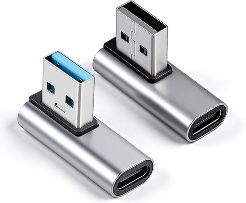2 Pack 90 Degree USB C Female to USB Male Adapter, Type C to USB-A Charger Converter, for Phone Laptop Power Bank and More in Kuwait