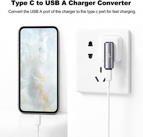 2 Pack 90 Degree USB C Female to USB Male Adapter, Type C to USB-A Charger Converter, for Phone Laptop Power Bank and More in Kuwait