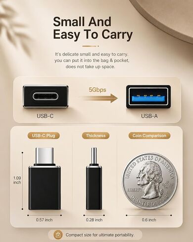 USB C to USB Adapter 3.0, 4 Pack 5Gbps Type C to USB A Converter Charging in Kuwait
