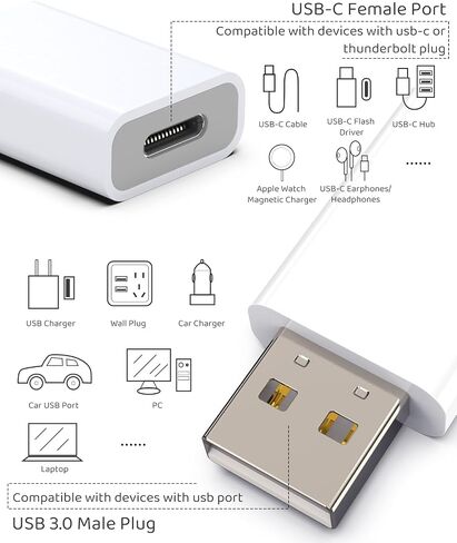 LMUBOY USB to USB-C Adapter, USB-C Female to USB-A Male Converter Pack-2 in Kuwait