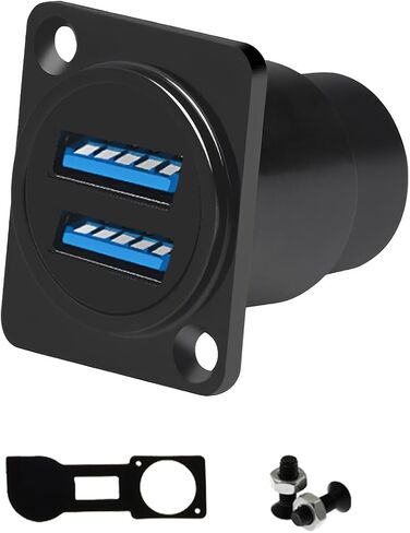 Dual USB3.0 D-Type Female-Female Panel Mount Pass-Through Adapter, 5Gbps in Kuwait
