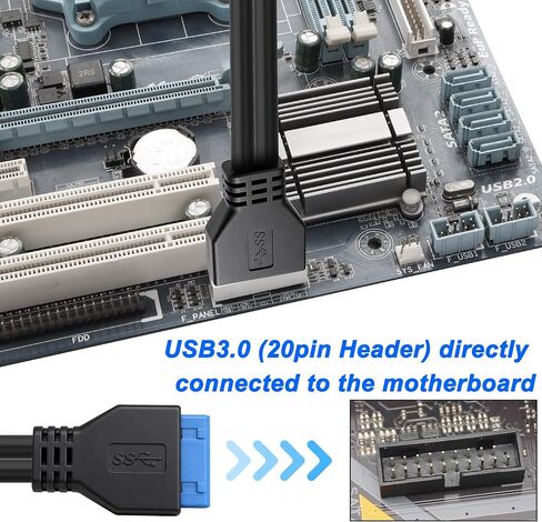 MEIRIYFA Motherboard 19/20 Pin Header Female to Dual USB 3.0 A Female Cable in Kuwait