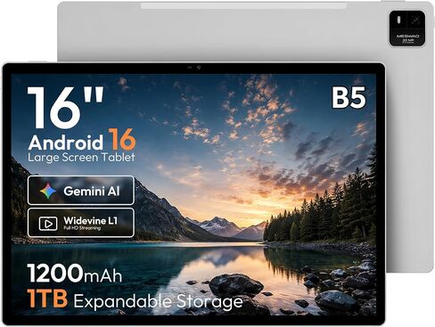 MESWAO 16-Inch Android 16 Tablet, Helio G99, 12GB RAM, 128GB Storage, Wi-Fi in Kuwait
