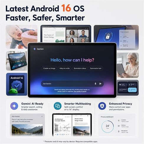 MESWAO 16-Inch Android 16 Tablet, Helio G99, 12GB RAM, 128GB Storage, Wi-Fi in Kuwait