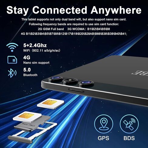Android 15 Tablet, 2026 Latest Tablet 10 inch 128GB Storage 1TB Expandable 14GB RAM, 4G Sim Slot Tablets with keyboard Support 5G WiFi Bluetooth 5.0 GPS, 7000 mAh, Octa-Core Processor, FHD IPS Display in Kuwait