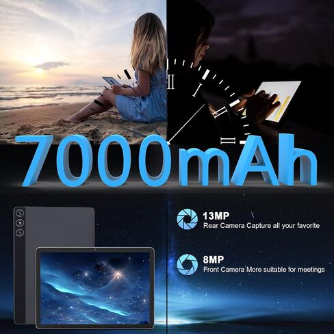 Android 15 Tablet, 2026 Latest Tablet 10 inch 128GB Storage 1TB Expandable 14GB RAM, 4G Sim Slot Tablets with keyboard Support 5G WiFi Bluetooth 5.0 GPS, 7000 mAh, Octa-Core Processor, FHD IPS Display in Kuwait