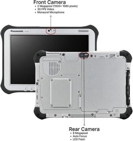 Toughbook Panasonic G1, FZ-G1 MK5, Rugged Tablet, Intel Core i5-7300U, 8GB RAM, 256GB SSD, 2D Barcode, 4G LTE, Windows 11 Pro (Renewed), Silver in Kuwait