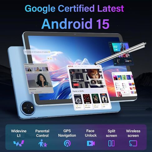 2026 11 Inch Tablet, Android 15 Tablet with Keyboard (Silver) in Kuwait