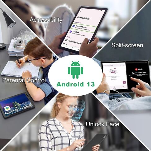 Android 13 Tablets with SIM Card Slot, 10.1 Inch Large Tablet, Cellular Tablets with Case, 4G LTE Tablet Makes Calls, 6GB+128GB 5G WiFi GPS, BT5.0, 6000mAh in Kuwait