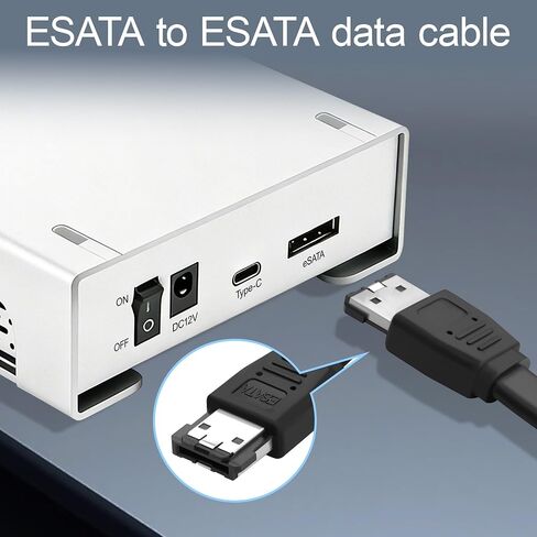 eSATA to eSATA Cable, 6Gbps SATA III Female to Female, Shielded External SATA Wire with Locking Latch, Hot Plug for HDD SSD Hard Drive Enclosure Optical Drive 30cm/11.8in(2Pack) in Kuwait