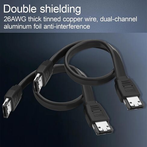 eSATA to eSATA Cable, 6Gbps SATA III Female to Female, Shielded External SATA Wire with Locking Latch, Hot Plug for HDD SSD Hard Drive Enclosure Optical Drive 30cm/11.8in(2Pack) in Kuwait