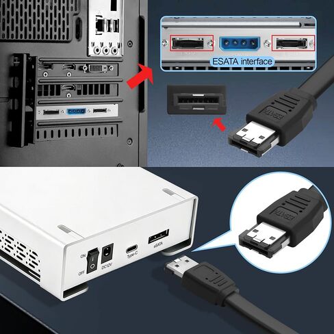 eSATA to eSATA Cable, 6Gbps SATA III Female to Female, Shielded External SATA Wire with Locking Latch, Hot Plug for HDD SSD Hard Drive Enclosure Optical Drive 30cm/11.8in(2Pack) in Kuwait