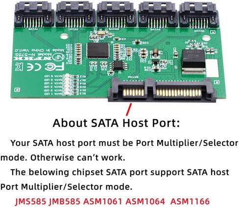 Cablecc 6Gbps SATA 3.0 1 to 5 Splitter Ports HUB Adapter Converter PM Multiplier Port Selector JMB575 in Kuwait