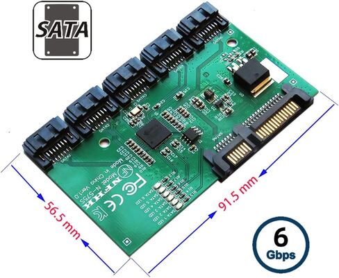 Cablecc 6Gbps SATA 3.0 1 to 5 Splitter Ports HUB Adapter Converter PM Multiplier Port Selector JMB575 in Kuwait