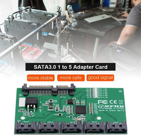 Cablecc 6Gbps SATA 3.0 1 to 5 Splitter Ports HUB Adapter Converter PM Multiplier Port Selector JMB575 in Kuwait