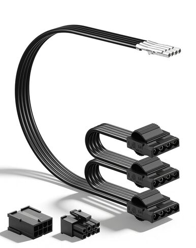 CERRXIAN Molex LP4 IDE 4-Pin Female to Bare Wire 18AWG Flat Modular PSU Cable Kit with 5557/5559 8Pin 4.2mm Connector for HDD, SSD, Case Fans, RGB Strips and PC Building - 1.3FT in Kuwait