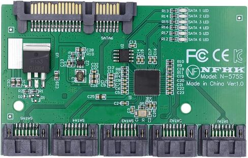 Cablecc 6Gbps SATA 3.0 1 to 5 Splitter Ports HUB Adapter Converter PM Multiplier Port Selector JMB575 in Kuwait