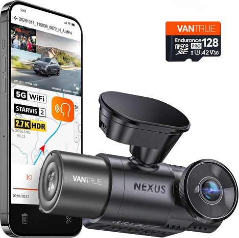 [Bundle-2 Items: Vantrue N2X Dash Cam + 128G Micro SD Card ] N2X 2.7K Dash Cam Front and Inside, 5G WiFi Dual Dash Camera for Car with HDR IR Night Vision, STARVIS 2, GPS, 2.5K/60FPS, G-Sensor in Kuwait