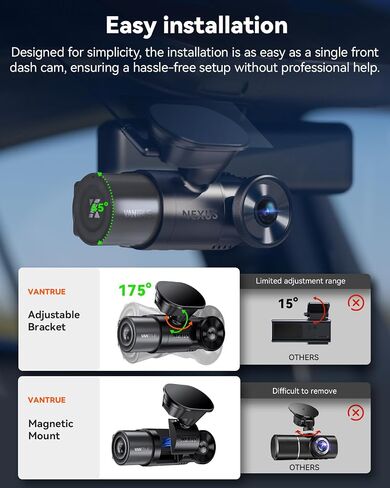 [Bundle-2 Items: Vantrue N2X Dash Cam + 128G Micro SD Card ] N2X 2.7K Dash Cam Front and Inside, 5G WiFi Dual Dash Camera for Car with HDR IR Night Vision, STARVIS 2, GPS, 2.5K/60FPS, G-Sensor in Kuwait