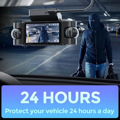 4K 4-Channel Dash Cam with 24H Parking Mode, 360° All-Sides View, Front Rear Left Right Inside, Smart Emergency Lock, GPS, 5.8GHz WiFi, Night Vision, Voice Control, 128GB Card & Hardwire Kit in Kuwait