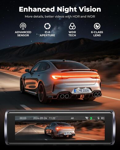 UVVlO Dash Cam Front and Rear - 2026 Upgrade 4k/2k FHD Dash Camera for Cars - 3.59" lPS Display Dual Dashcam w/Free 64GB Card, 5.8GHz WiFi, GPS, Emergency Lock, WDR, Night Vision, 24H Parking Mode in Kuwait