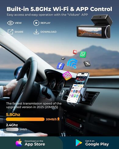 UVVlO Dash Cam Front and Rear - 2026 Upgrade 4k/2k FHD Dash Camera for Cars - 3.59" lPS Display Dual Dashcam w/Free 64GB Card, 5.8GHz WiFi, GPS, Emergency Lock, WDR, Night Vision, 24H Parking Mode in Kuwait