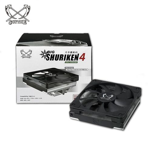 SCYTHE Big Shuriken 4 Low Profile CPU Cooler, 4.7" x 4.8" x 2.6", 12V, 200W, 31.78dB, Compatible with Desktop, Laptop, Server, Other Electronic Devices in Kuwait