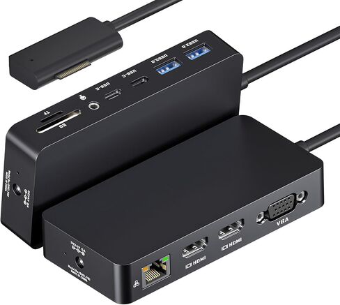 Surface Pro Docking Station - 2026 New HDMI+HDMI+VGA Triple/Dual Monitor Docking Station for Surface Pro 11/10/9/8/X/7/6/5/4/3, Surface Laptop 7/6/5/4/3/2/1, Surface Laptop Go, Surface Go 4/3/2/1 in Kuwait