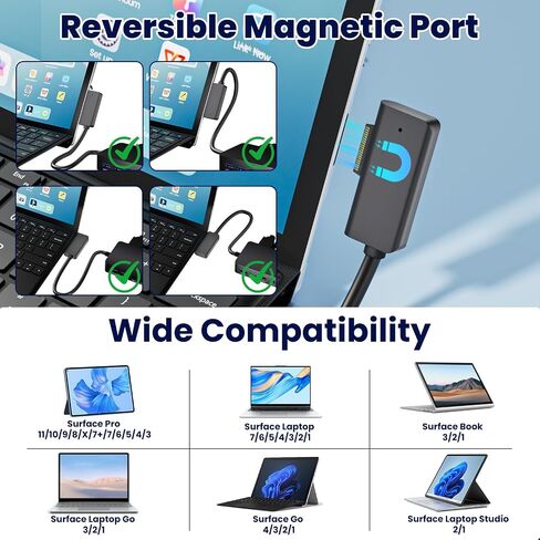 Surface Pro Docking Station - 2026 New HDMI+HDMI+VGA Triple/Dual Monitor Docking Station for Surface Pro 11/10/9/8/X/7/6/5/4/3, Surface Laptop 7/6/5/4/3/2/1, Surface Laptop Go, Surface Go 4/3/2/1 in Kuwait