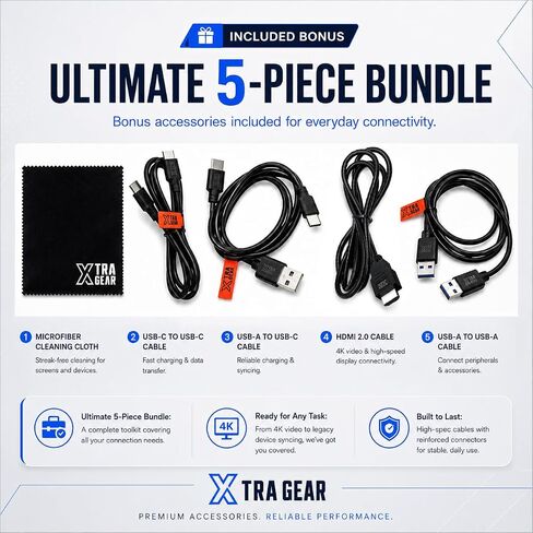 Dell SD25TB4 Pro Thunderbolt 4 Docking Station, 8K Display Support, 130W Adapter, Bundled with USB-C to C, USB-C to A, USB-A to A, HDMI Cables & Cleaning Cloth - Full Connectivity Accessory Kit in Kuwait