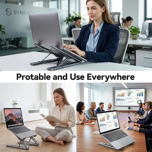 aceyoon 8 in 1 USB C Laptop Stand Docking Station with Type-C Cable Adjustable Laptop Riser Hub 4K 30Hz PD 100W Portable Notebook Dock Stand for MacBook, Pro, Air, Dell, HP, Surface, Lenovo in Kuwait