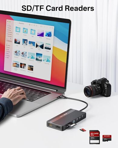 USB C Docking Station Dual Monitor, 14 in 1 USB C Hub, Adapter with 2 HDMI+DP(4K60Hz), Ethernet, 3 USBC 10G,100W PD, SD/TF, Audio, Laptop Docking Station for Dell/HP/Lenovo/ThinkPad/Surface (Black) in Kuwait