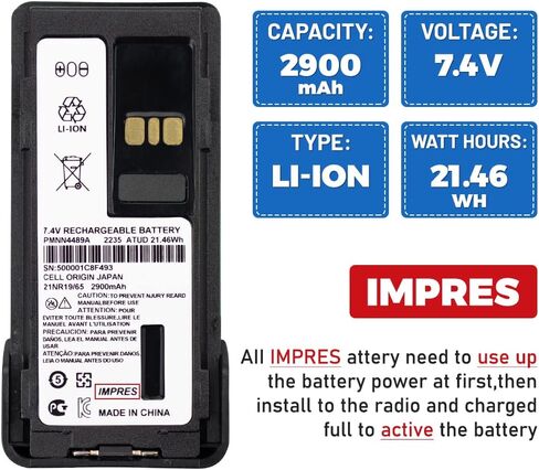 5 Pack PMNN4489A IMPRES Battery for GP328D+ GP338D+ P8668I APX900 DGP5050E DGP5550E DGP8050E DGP8550E DP4801E XIRP8600I Radios Replacement Battery with Belt Clip in Kuwait