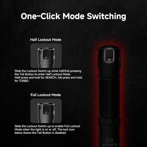 AIMWIN ET4 EDC Tactical Rechargeable Flashlight 3500 Lumens 380m Beam Throw 4 Brightness Levels Instant Search/Turbo Modes Rapid Lock One Touch Tail Button USB C Fast Charging Compact Handheld Torch in Kuwait