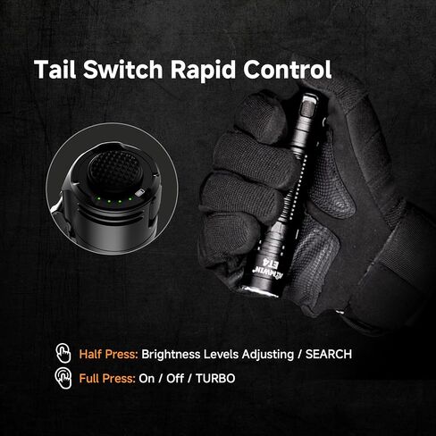 AIMWIN ET4 EDC Tactical Rechargeable Flashlight 3500 Lumens 380m Beam Throw 4 Brightness Levels Instant Search/Turbo Modes Rapid Lock One Touch Tail Button USB C Fast Charging Compact Handheld Torch in Kuwait