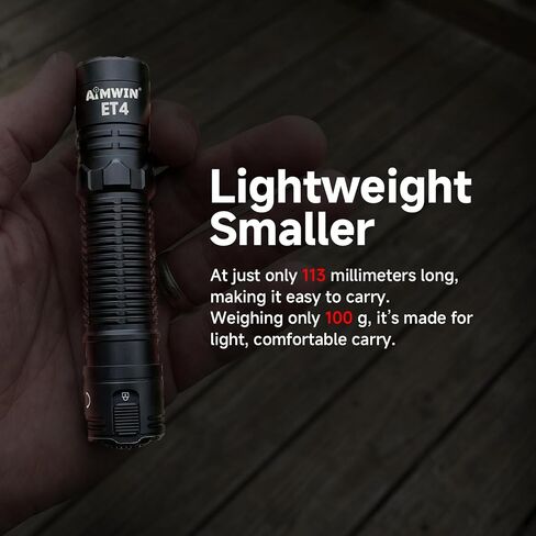 AIMWIN ET4 EDC Tactical Rechargeable Flashlight 3500 Lumens 380m Beam Throw 4 Brightness Levels Instant Search/Turbo Modes Rapid Lock One Touch Tail Button USB C Fast Charging Compact Handheld Torch in Kuwait