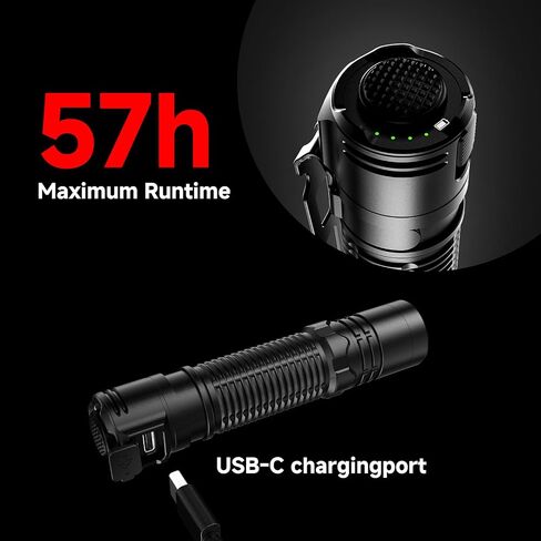 AIMWIN ET4 EDC Tactical Rechargeable Flashlight 3500 Lumens 380m Beam Throw 4 Brightness Levels Instant Search/Turbo Modes Rapid Lock One Touch Tail Button USB C Fast Charging Compact Handheld Torch in Kuwait