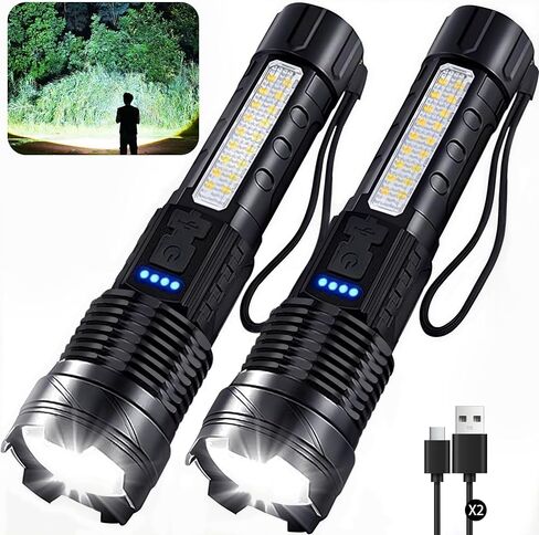 2 Pack Rechargeable LED Handheld Flashlights High Lumens in Kuwait