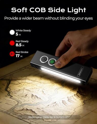 Zewdov 1300LM EDC Pocket Flashlight, 5-in-1 (Spotlight/UV/Red Beam/Floodlight/Red LED) Rechargeable Magnetic/Clip Flat Flashlight, IP44 Waterproof, for Outdoor/Emergency/Work/Pet Urine Detection in Kuwait