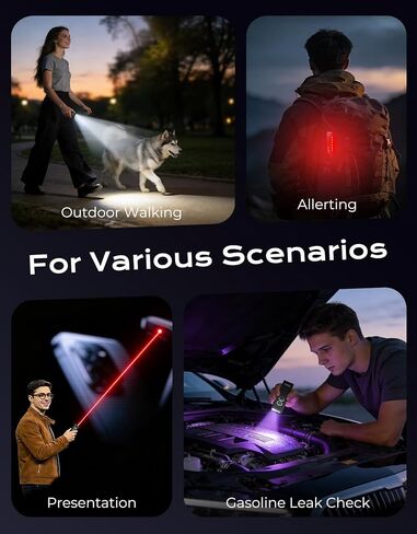 Zewdov 1300LM EDC Pocket Flashlight, 5-in-1 (Spotlight/UV/Red Beam/Floodlight/Red LED) Rechargeable Magnetic/Clip Flat Flashlight, IP44 Waterproof, for Outdoor/Emergency/Work/Pet Urine Detection in Kuwait
