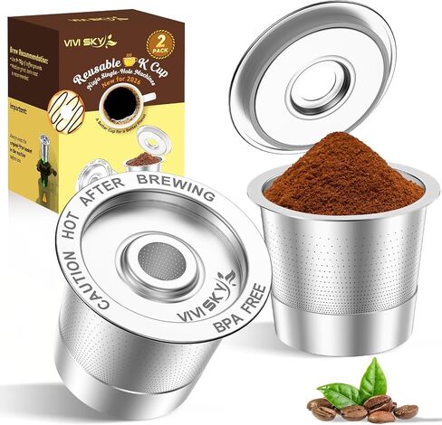 VIVI SKY Ninja Reusable Coffee Pod: 2 Pack for Ninja DualBrew Pro 3-Hole in Kuwait