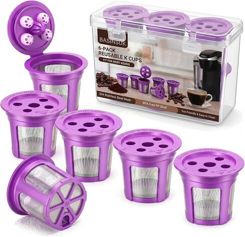 Reusable K Cups for Keurig Supreme/Plus/K-Slim/K-Duo, Refillable Coffee Pods Filter Fits K-Classic/K Elite/K-Compact/K-Mini, Both MultiStream & SingleStream All 1.0 & 2.0 Coffee Maker, 4 Pack in Kuwait