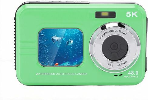 Fabater Underwater Camera, 5K 48MP 11.5FT Water Proof Digital Camera with 32GB Card, Autofocus, Selfie Dual Screen, 16X Digital Zoom, Fill Light for Snorkeling, Surfing, Swimming (Black) in Kuwait
