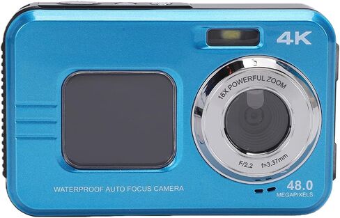 Diydeg 4K Underwater Camera, 48MP HD Dual Screen Selfie 16X Zoom Autofocus 11.5FT Camera, Digital for Snorkeling, Surfing, Swimming (Blue) in Kuwait