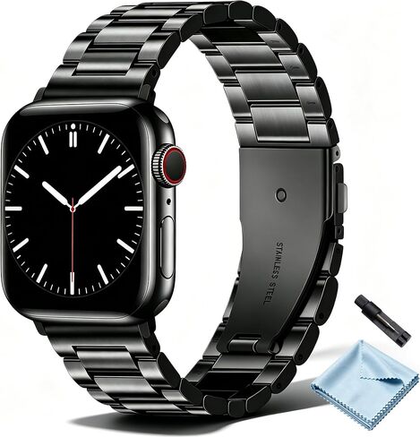 Metal Band Compatible with Apple Watch Bands for Men 42/44/45/46/49mm | Stainless Steel Strap Suitable for Business Setting & Everyday Wear, Fits iWatch Bands Series 11 10 9 8 7 6 5 4 SE/Ultra3 2 1 in Kuwait